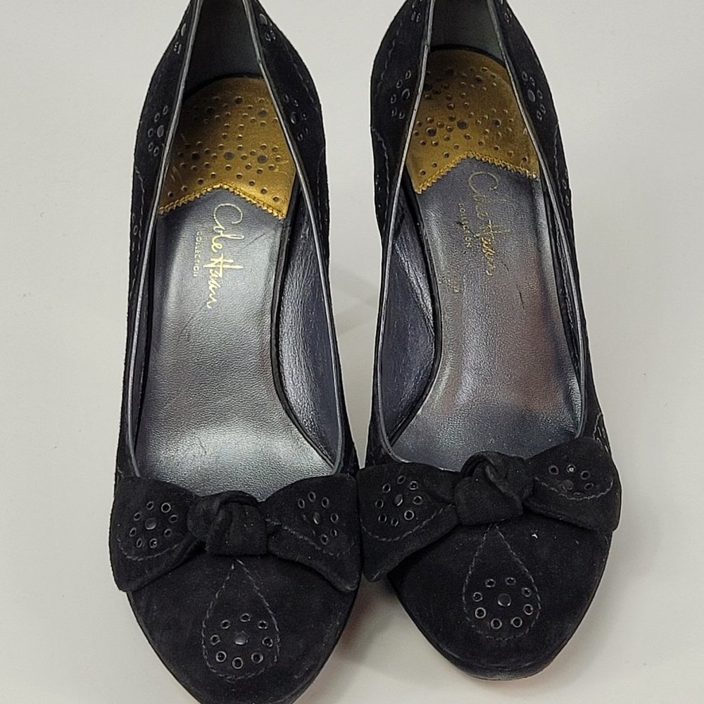 Cole Haan Womens Classic Pump Heel Black Suede Slip On High Nike Air Sole 10